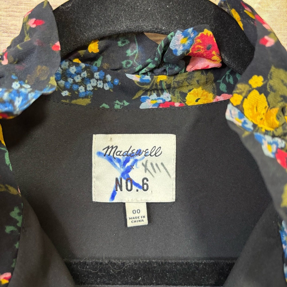 Madewell x No. 6 Store navy floral ruffle sleeveless mini dress Size 00 - Picture 4 of 8